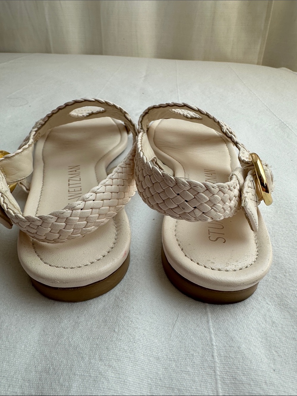 Stuart Weitzman Cream Braided Strap Sandals - Picture 5 of 7